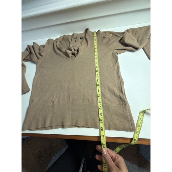 Lauren Ralph Lauren Women's Winter Brown Tie Neck Puff Sleeve Sweater Size L - Picture 7 of 7